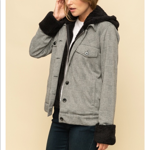 Mystique & Co™ Fleece-Lined Checked Hooded Jacket main image 0